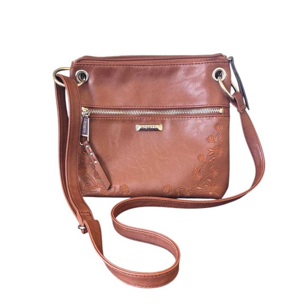Rosetti Brown Crossbody Bag Purse Faux Leather Vegan‎